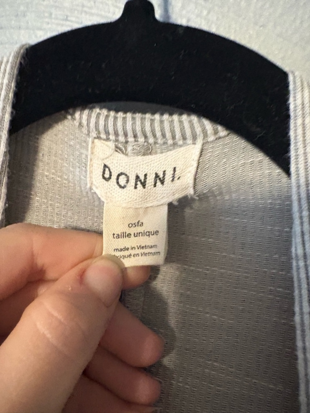 DONNI. Light Gray Ribbed Open-Front Cardigan - Picture 3 of 5